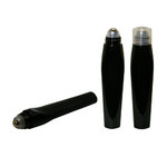 12ml Black Roll-On Bottle with Stainless Steel Roll-On and  Natural Over Cap