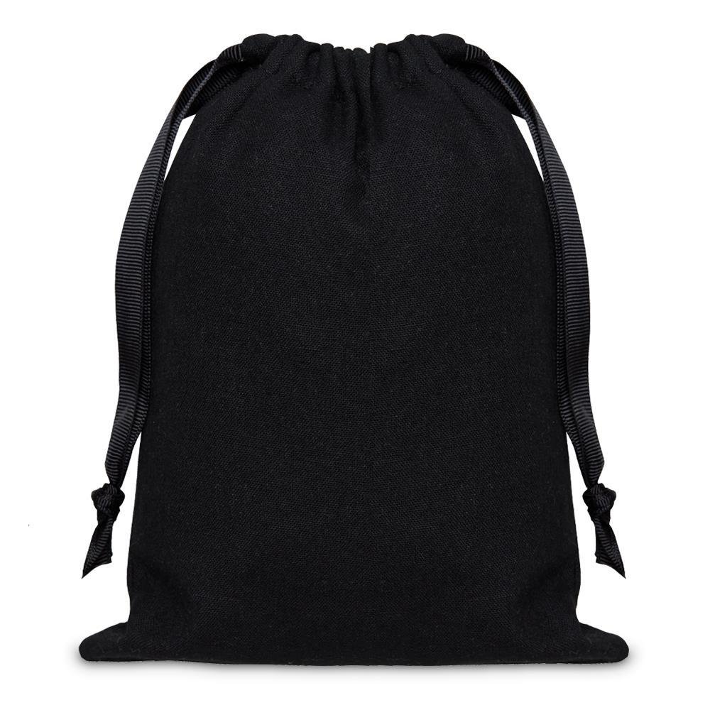 Black Cotton Drawstring Bag Medium 250mm W x 350mm H