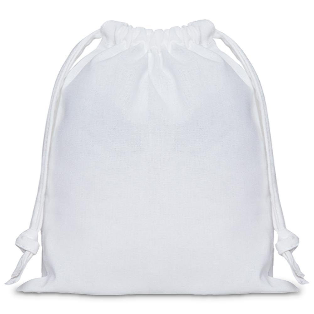 White Cotton Drawstring Bag: Large - 350mm (W) x 350mm (H