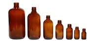 Amber Boston Round Glass Bottles