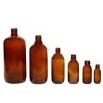 Amber Boston Round Glass Bottles
