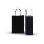 Carton of 250 Small Black Kraft Recyclable Paper Bags 16cm (W) X 22cm (H) + 8cm (G)