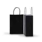 Carton of 250 Medium Black Kraft Recyclable Paper Bags 20cm (W) X 28cm (H) + 10cm (G)