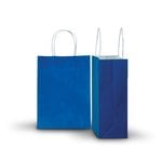Carton of 250 Medium Blue Kraft Recyclable Paper Bags 20cm (W) X 28cm (H) + 10cm (G)
