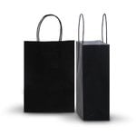 Carton of 250 Large Black Kraft Recyclable Paper Bags 26cm (W) X 35cm (H) + 10cm (G)