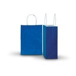 Carton of 250 Small Blue Kraft Recyclable Paper Bags 16cm (W) X 22cm (H) + 8cm (G)