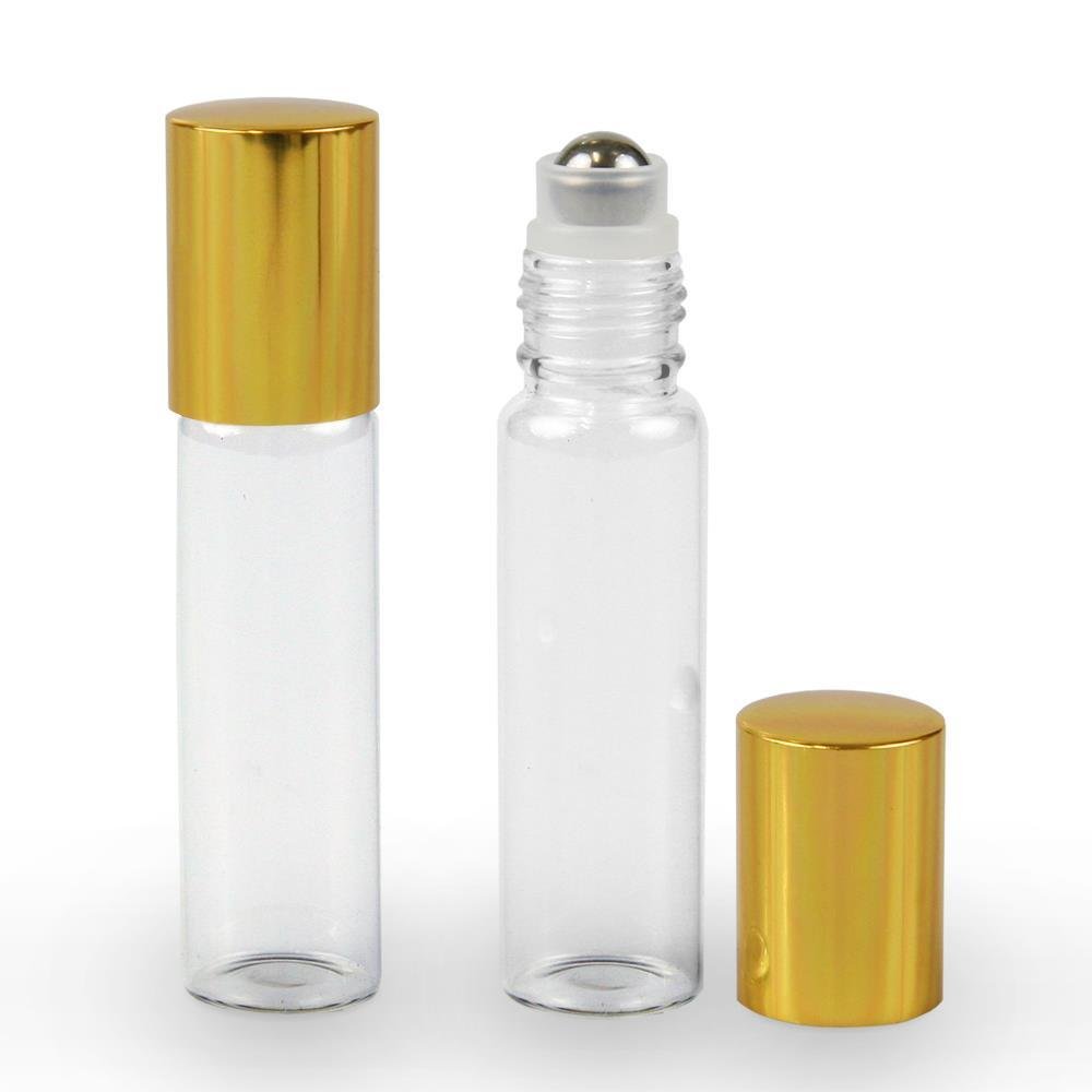 15ml RollOn Clear Bottle with Shiny Gold Cap New Directions Australia