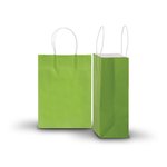 Carton of 250 Medium Green Kraft Recyclable Paper Bags 20cm (W) X 28cm (H) + 10cm (G)