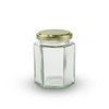 Clear 190ml Hexagonal Jar with 58mm Twist Top Gold