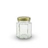 Clear 110ml Hexagonal Jar with 48mm Twist Top Gold
