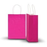 Carton of 250 Large Pink Kraft Recyclable Paper Bags 26cm (W) X 35cm (H) + 10cm (G)