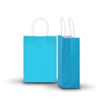 Carton of 250 Medium Turquoise Kraft Recyclable Paper Bags 20cm (W) X 28cm (H) + 9cm (G)
