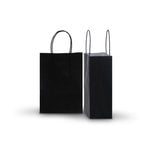 Pack of 10 Small Black Kraft Recyclable Paper Bags 16cm (W) X 22cm (H) + 8cm (G)