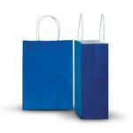 Pack of 10 Large Blue Kraft Recyclable Paper Bags 26cm (W) X 35cm (H) + 10cm (G)