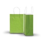Pack of 10 Medium Green Kraft Recyclable Paper Bags 20cm (W) X 28cm (H) + 10cm (G)