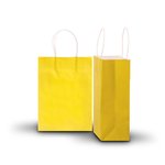 Pack of 10 Medium Yellow Kraft Recyclable Paper Bags 20cm (W) X 28cm (H) + 10cm (G)