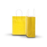 Pack of 10 Small Yellow Kraft Recyclable Paper Bags 16cm (W) X 22cm (H) + 8cm (G)