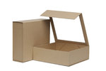 Kraft Small Foldable Rigid WINDOW Box: 220mm (W) x 203mm (L) x 70mm (D) - Carton of 25