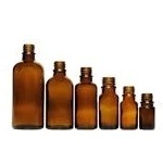 Amber Boston Round Tamper-Evident Glass Bottles