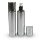 Brushed Aluminium with Chrome 100ml Airless serum Bottle (with cap)