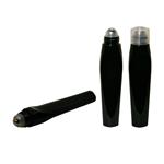 12ml Black Roll-On Bottle with Stainless Steel Roll-On and Natural Over Cap