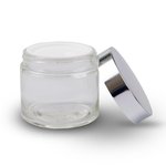 120ml Clear Round Glass Jar with Smooth Shiny Silver Lid & Caska Seal