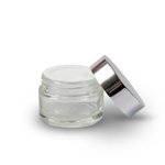 Cancelled - 30ml Clear Round Glass Jar with Smooth Shiny Silver Lid & Caska Seal                    