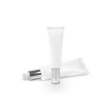 White 50ml Pre-sealed Airless Tube with Shiny Silver Pump + Clear Overcap