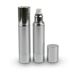 Brushed Aluminium with Chrome 45ml Airless serum Bottle (with cap)