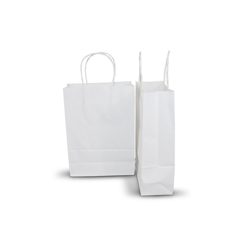Carton of 250 Small White Kraft Recyclable Paper Bags 16cm (W) X 22cm ...