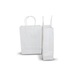 Carton of 250 Small White Kraft Recyclable Paper Bags 16cm (W) X 22cm (H) + 8cm (G)