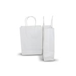 Pack of 25 Small White Kraft Paper Bags 16cm (W) X 22cm (H) + 8cm (G)