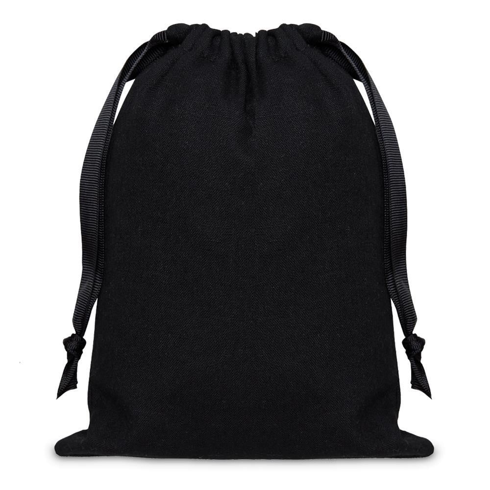 Black cotton drawstring bags on sale