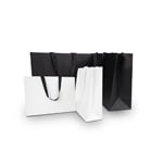Matte Paper Bags with Grosgrain Ribbon Handles