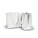 Ice MATTE Junior: WHITE Grosgrain Ribbon Handle 21.5cm (W) x 21.5cm (H) + 11.5cm (G) - 100/CTN