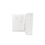 Montana Deluxe White Kraft Bag: WHITE COTTON TWILL HANDLE 20cm (W) x 28cm (H) + 9cm (G) - 150/CTN