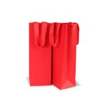 Red Deluxe Single Bottle Wine Gift Bag + Grosgrain Ribbon Handles 100/CTN