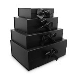 Midnight Foldable Rigid Boxes with Black Ribbon
