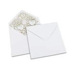 White Kraft Gold Floral Lined Paper Envelopes 160mm (W) 160mm (H) - Pack of 50