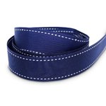 22mm Navy + White Saddle Stitch Grosgrain Ribbon - 50M Roll