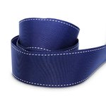 40mm Navy + White Saddle Stitch Grosgrain Ribbon - 50M Roll