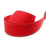 40mm Red + White Saddle Stitch Grosgrain Ribbon - 50M Roll