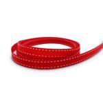 10mm Red + White Saddle Stitch Grosgrain Ribbon - 50M Roll