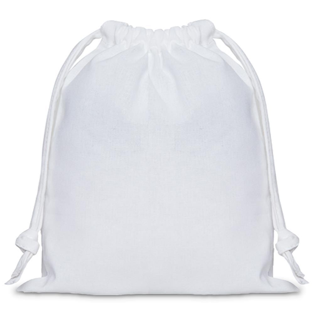 White Cotton Drawstring Bag: Large - 350mm (W) x 350mm (H