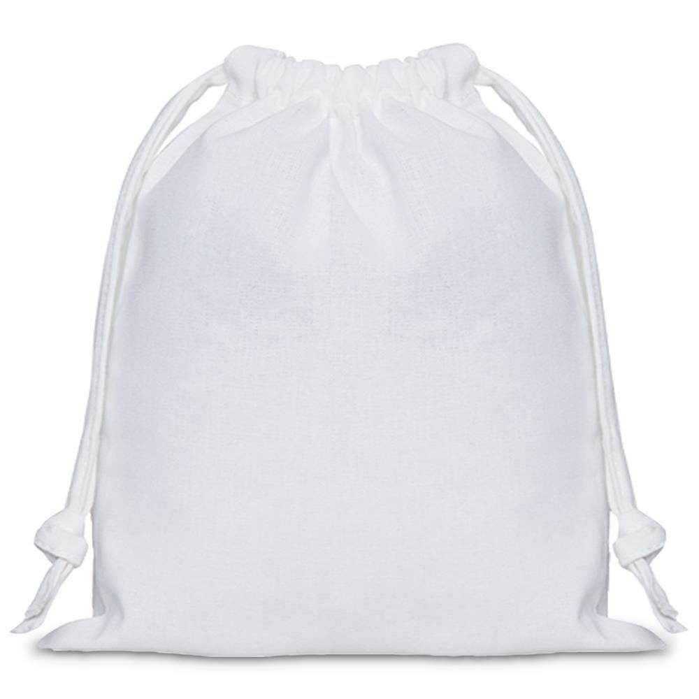 White Cotton Drawstring Bag: Large - 350mm (W) x 350mm (H) - Carton of 100  - New Directions Australia