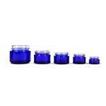 Cobalt Blue Round Glass Jars
