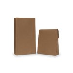 Paper Satchel Bag: Brown Kraft Small 200mm (W) x 320mm (H) + 80mm (G)  - Carton of 100