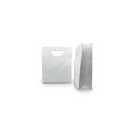 Paper Bag + Die-Cut Handle: White Kraft Small 200mm (W) x 320mm (H) + 80mm (G) - Carton of 100