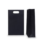 Paper Bag + Die-Cut Handle: Black Kraft Small 200mm (W) x 320mm (H) + 80mm (G) - Carton of 100