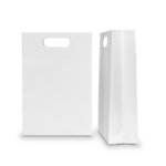 Paper Bag + Die-Cut Handle: White Kraft Medium 250mm (W) x 370mm (H) + 100mm (G) - Carton of 100